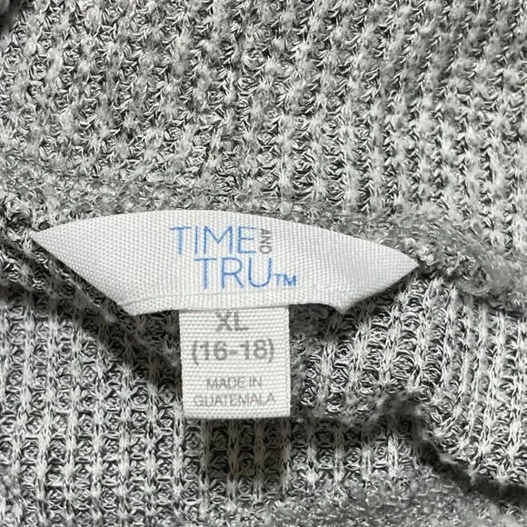 Time & Tru Waffle Knit Tunic Top Cowl Neck Grey Size XL Extra Large Lounge Shirt - Picture 4 of 6